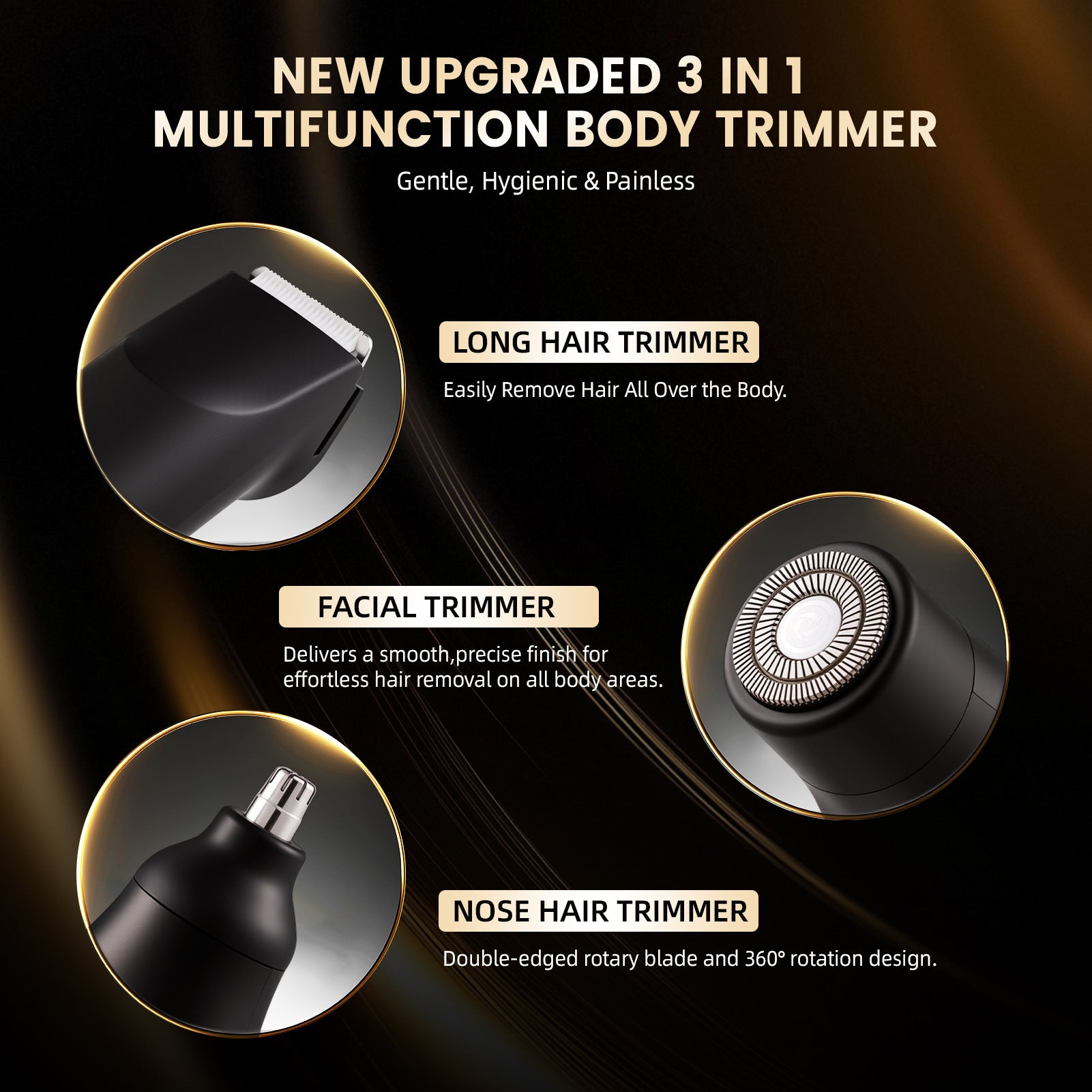 BettrShave™ Midnight | 3-in-1 Men's Body, Beard & Nose Hair Trimmer