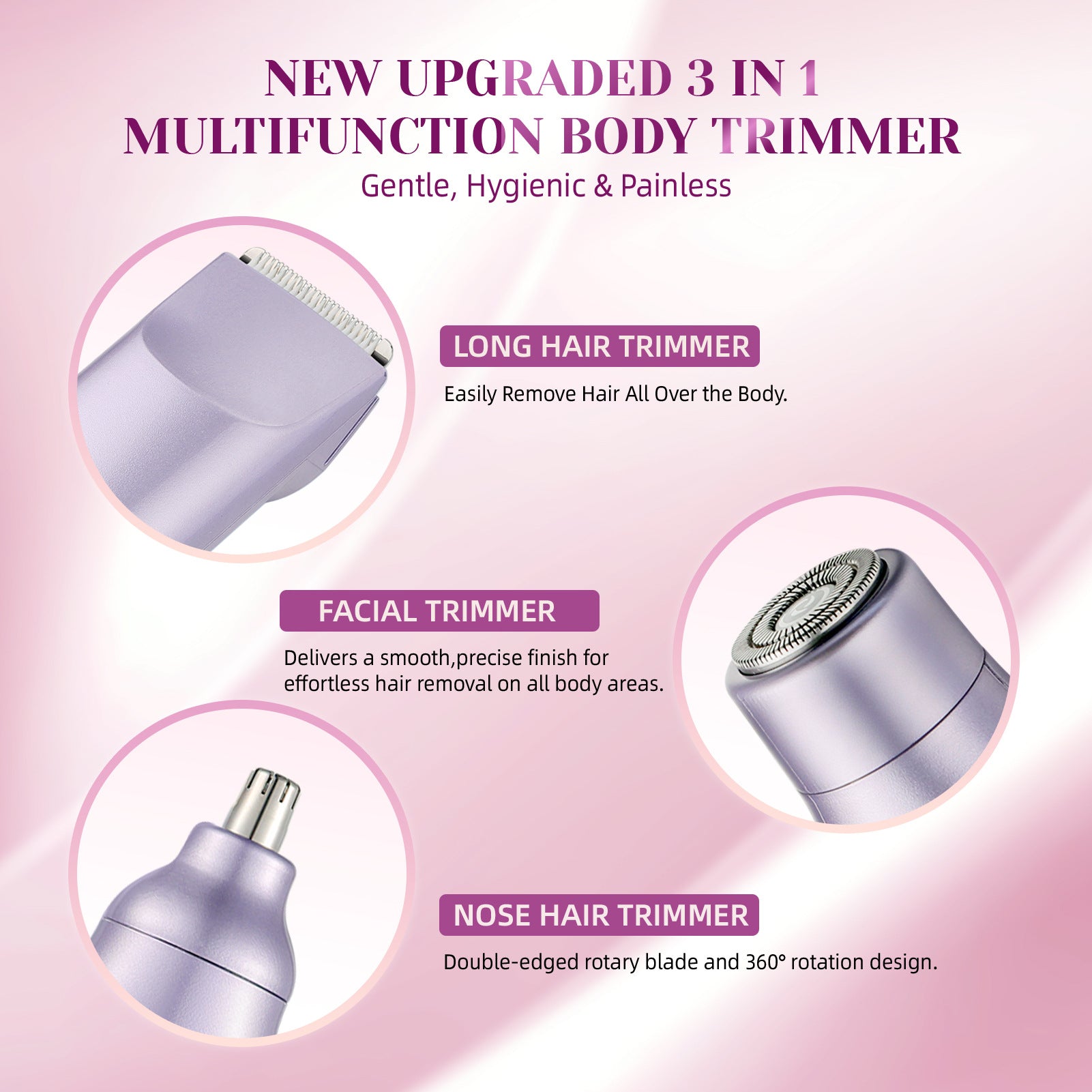 BettrShave™ Lavender | 3-in-1 Women's Body, Bikini & Facial Hair Trimmer