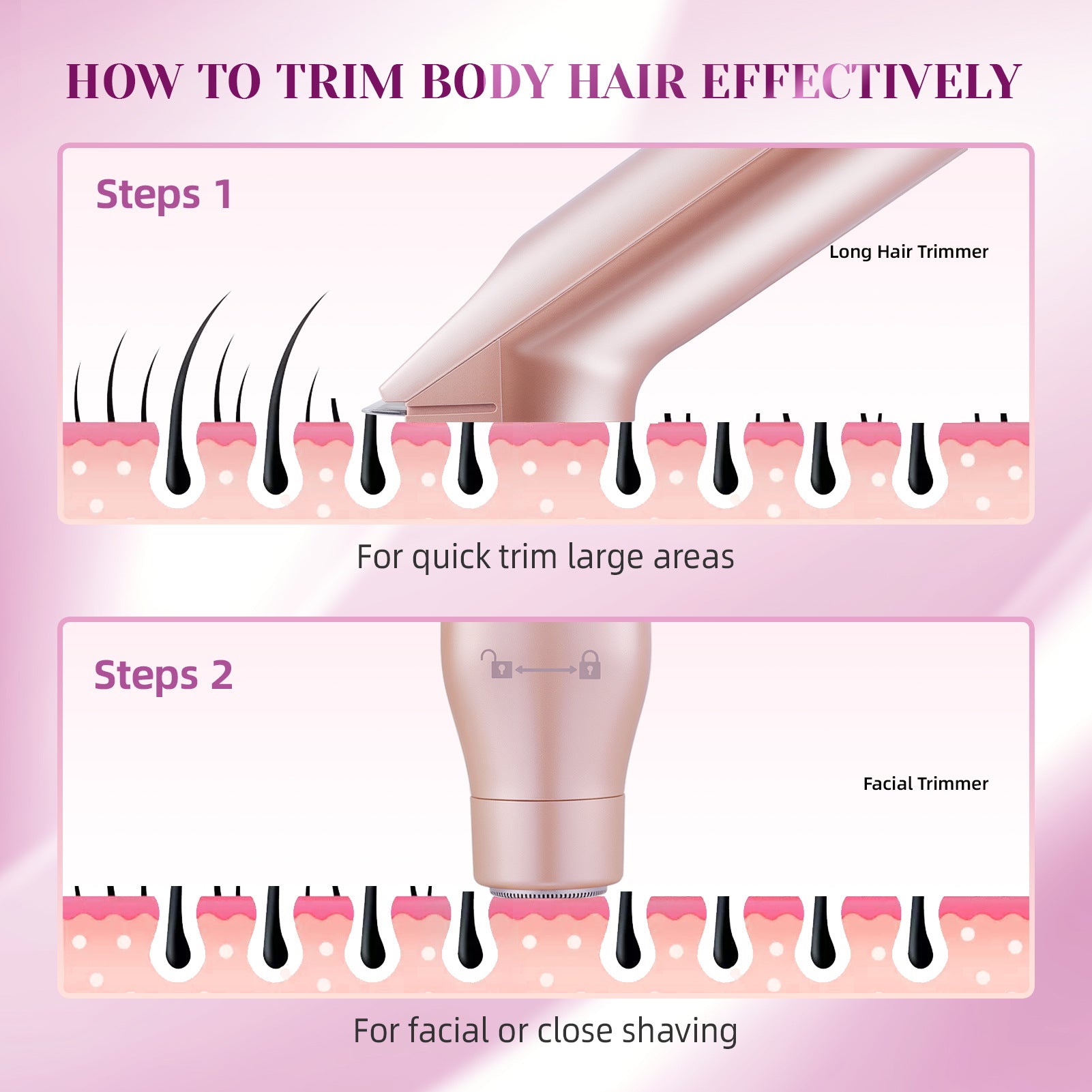 BettrShave™ Rose Gold | 3-in-1 Women's Body, Bikini & Facial Hair Trimmer